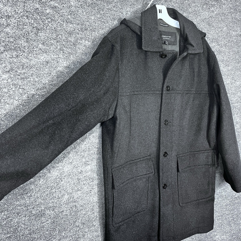 Claiborne Button Overcoat Men's Mid-Length‎ Lined Pockets. Men's Large. Great!
